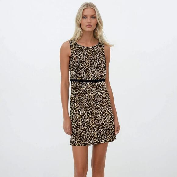 LOFT Brown Black Cheetah Leopard Print Sleeveless Sheath Dress - Picture 1 of 9